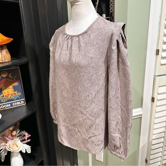 Anthropologies Current Air Los Angeles Textured Puff Shoulder Blouse – Size Larg - Picture 9 of 10